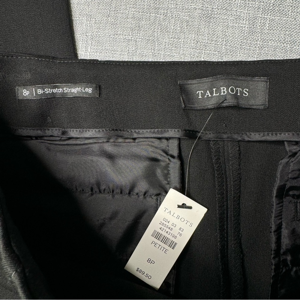 Talbots Bi-Stretch Straight Leg Pant Black Dress Pants 8 Petite 8P NWT - Picture 7 of 10